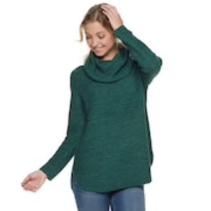 Green Cowl Neck Tunic Sweater